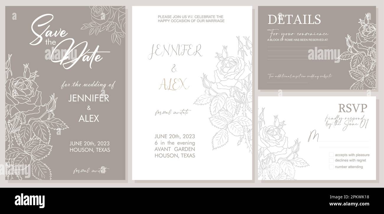 Invitation à un mariage élégant Enregistrez le modèle de date. Illustration de Vecteur