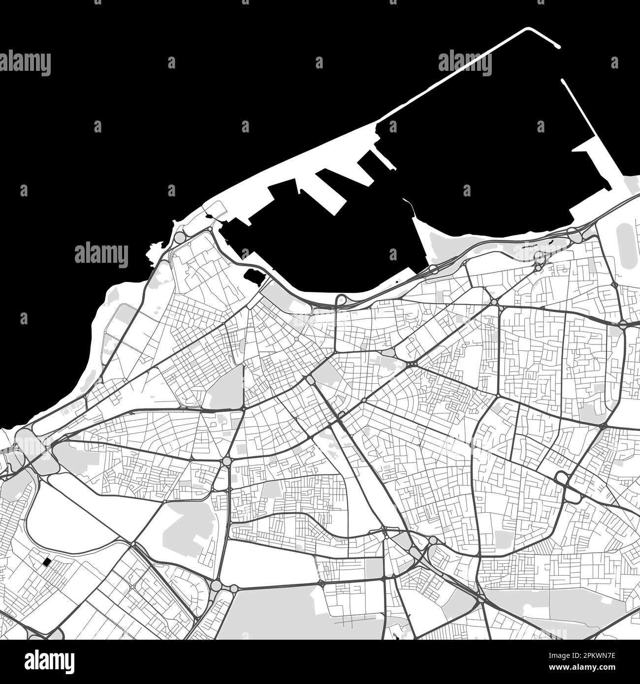 Carte vectorielle de la ville urbaine de Tripoli. Illustration vectorielle, poster d'art noir et blanc sur la carte de Tripoli en niveaux de gris. carte routière avec routes, ville métropolitaine Illustration de Vecteur
