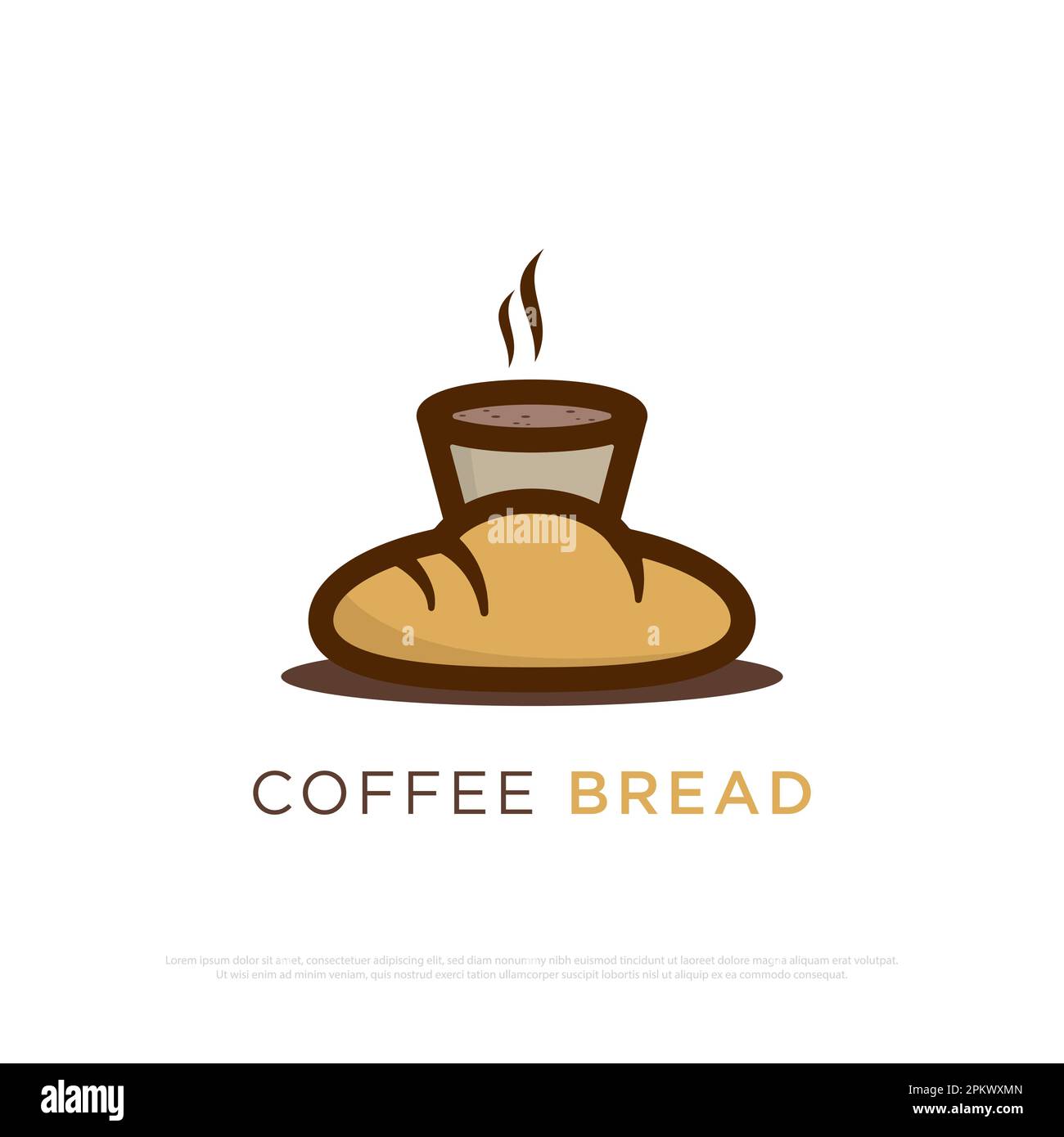 Logo Coffee Bread design Vector, idéal pour les magasins d'alimentation et de boissons, café ou restaurant logo Premium Vector Template Illustration de Vecteur