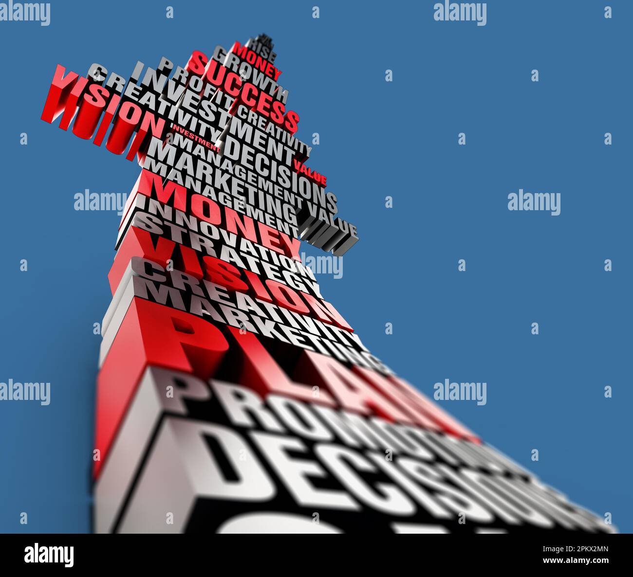 L'augmentation de flèche organisé mots. Succès d'affaires et de concept. 3D illustration. Banque D'Images