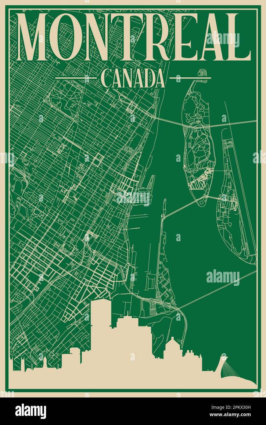 Affiche du réseau routier du centre-ville DE MONTRÉAL, CANADA Illustration de Vecteur