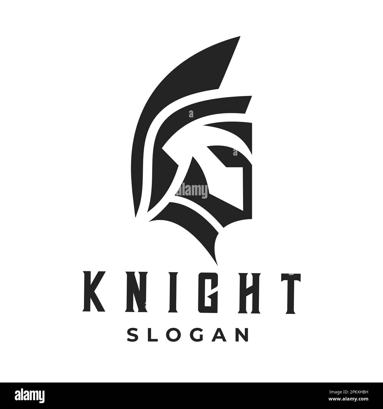 Superbe logo avec un casque Spartan à chevalier. Ce logo capture parfaitement la force et le courage des guerriers spartiates. Illustration de Vecteur