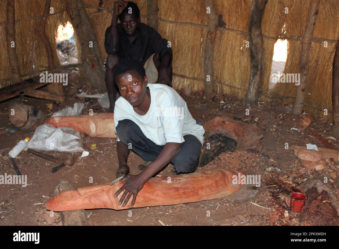 Artisan, village de Simonga, près de Livingstone, Zambie Banque D'Images