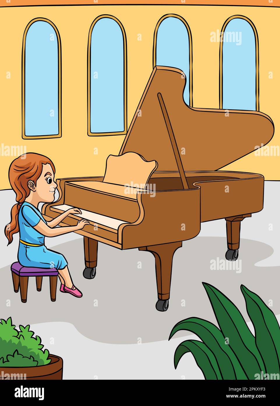 Pianiste profession couleur dessin animé Illustration Illustration de Vecteur