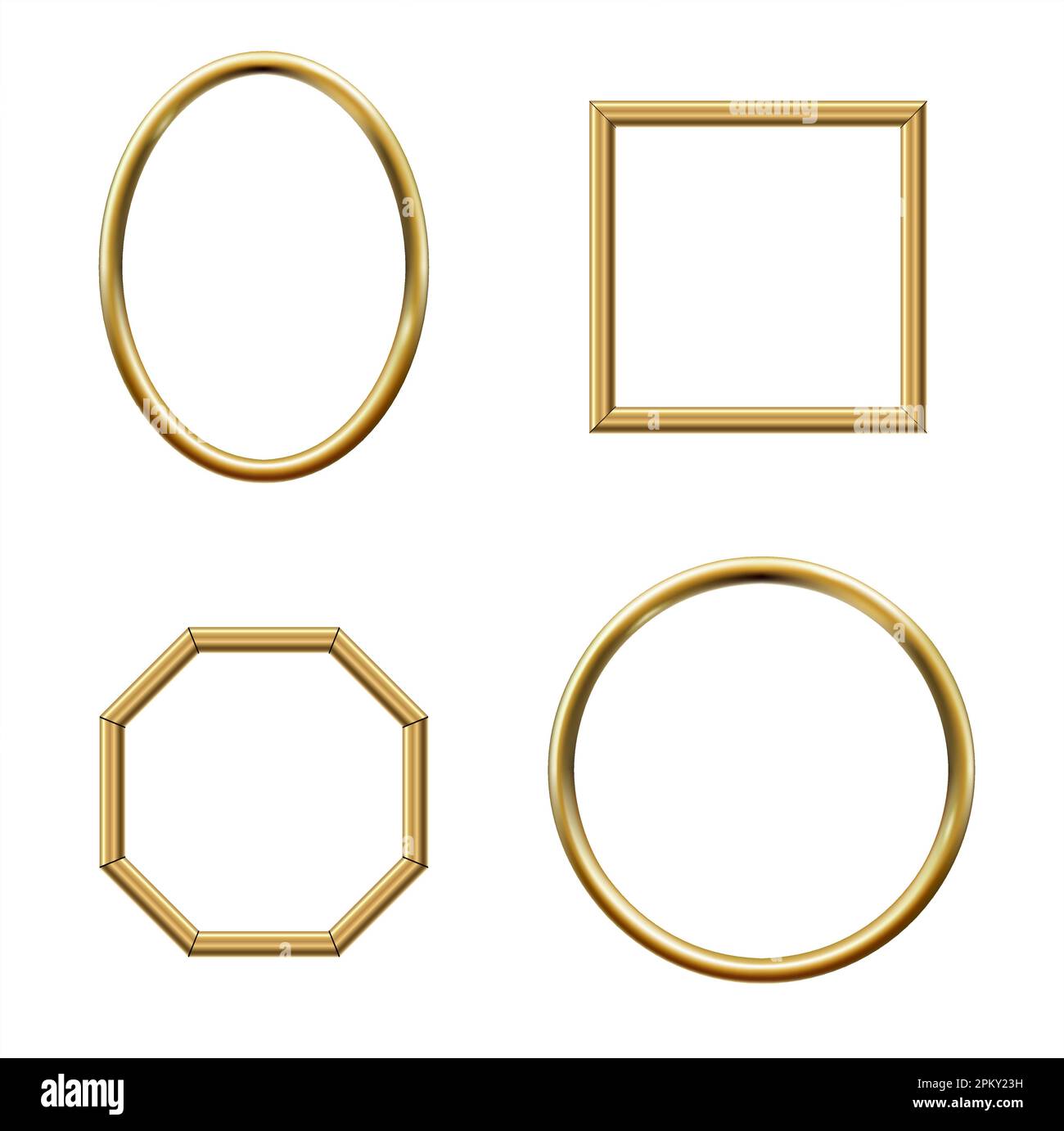 Cadre photo classique doré et rond ovale et anneau Illustration de Vecteur
