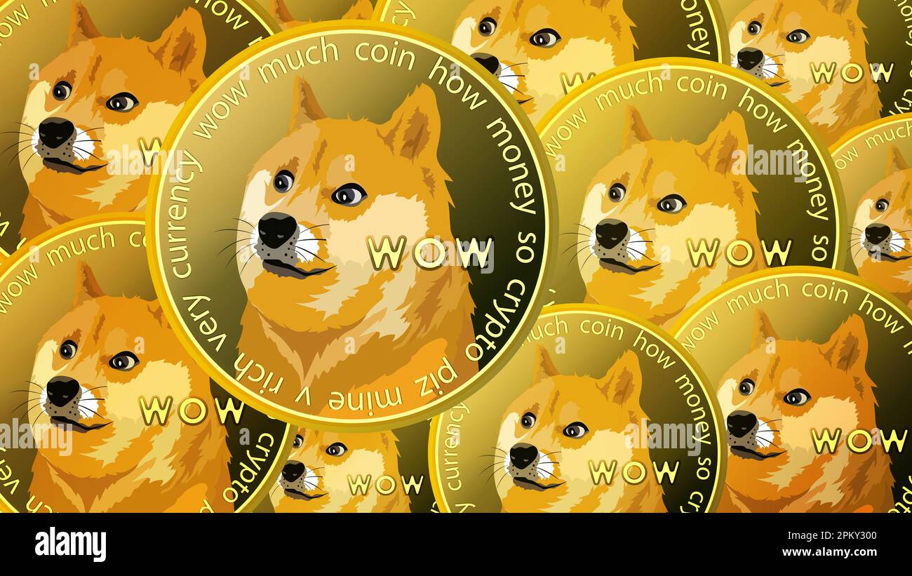Contexte beaucoup de crypto-monnaie Dogecoin DOGE Photo Stock - Alamy