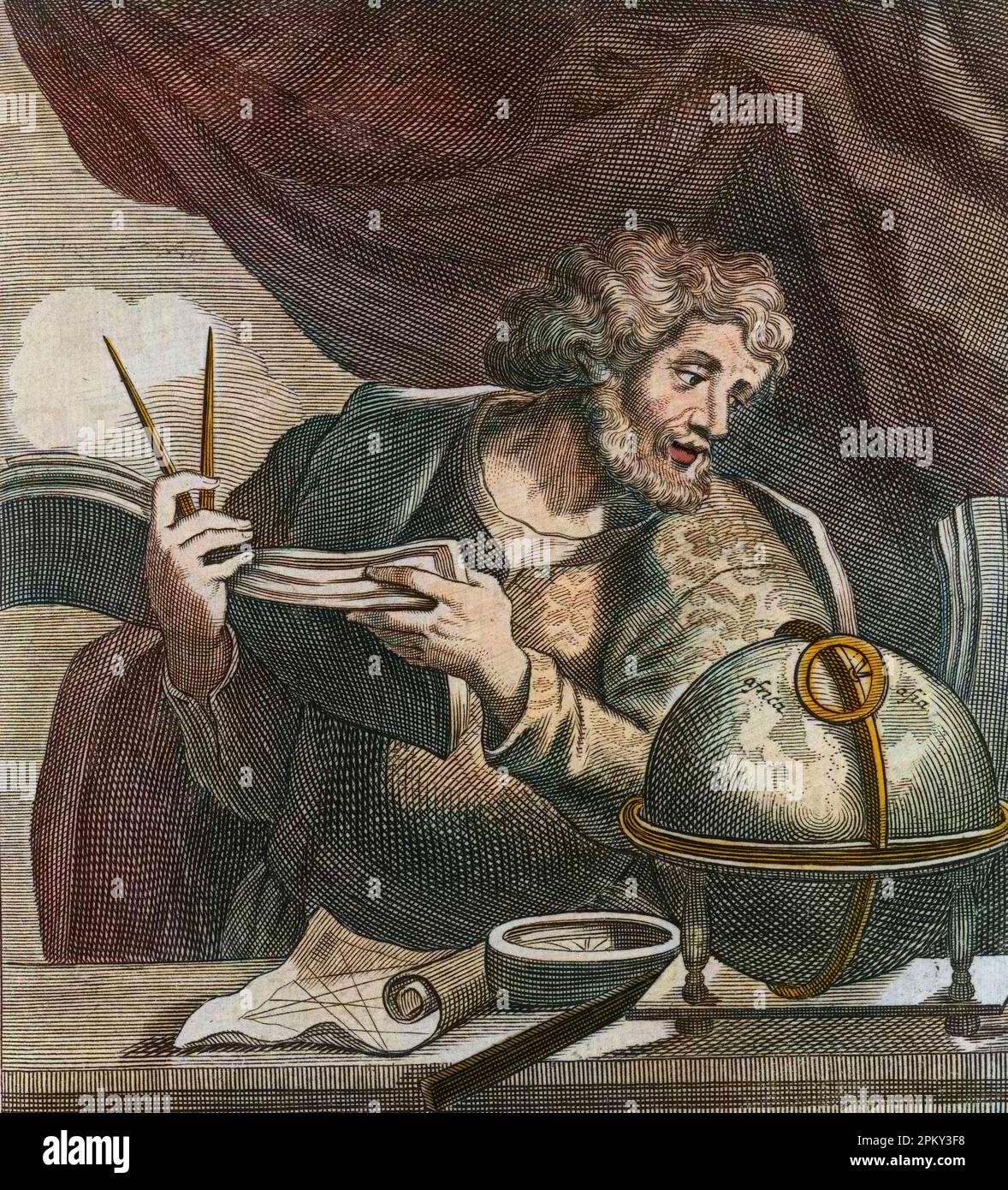 Portrait de Christophe Colomb (Christophe Colomb, Cristoforo Colombo, 1451-1506), explorateur et navigateur étranger. gravure de 1681 Banque D'Images