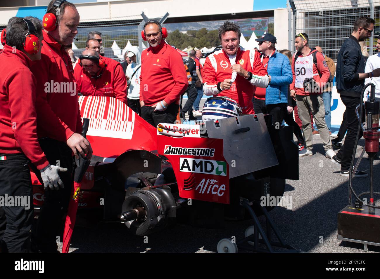 Ferrari F2008 ex-Kimi Raikkonen au Grand Prix historique français 2023 sur la piste Paul Ricard Banque D'Images
