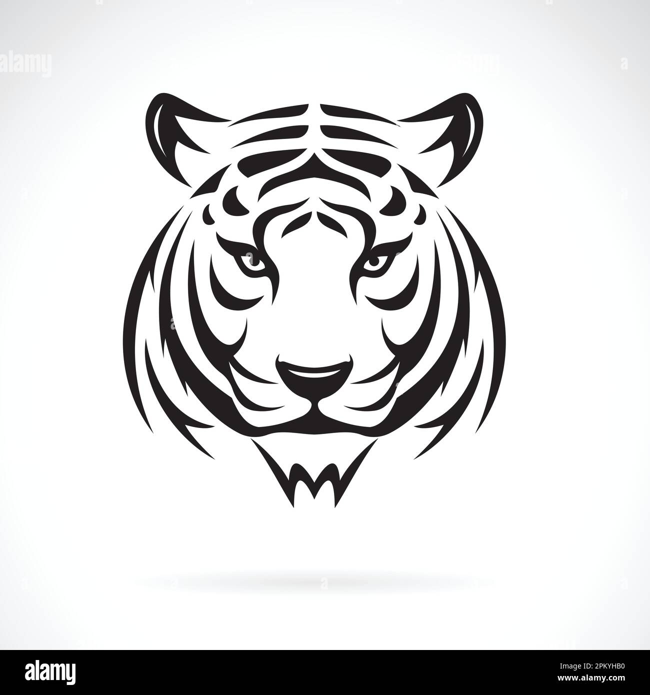 Vecteur d'un motif tête de tigre sur fond blanc. Illustration vectorielle superposée facile à modifier. Animaux sauvages. Illustration de Vecteur