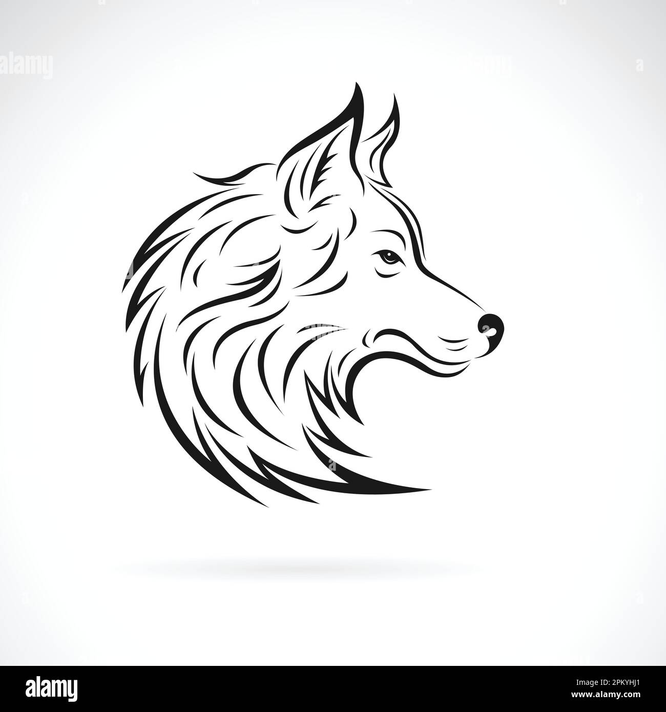 Vecteur d'une tête de loup sur fond blanc. Illustration vectorielle superposée facile à modifier. Animaux sauvages. Illustration de Vecteur