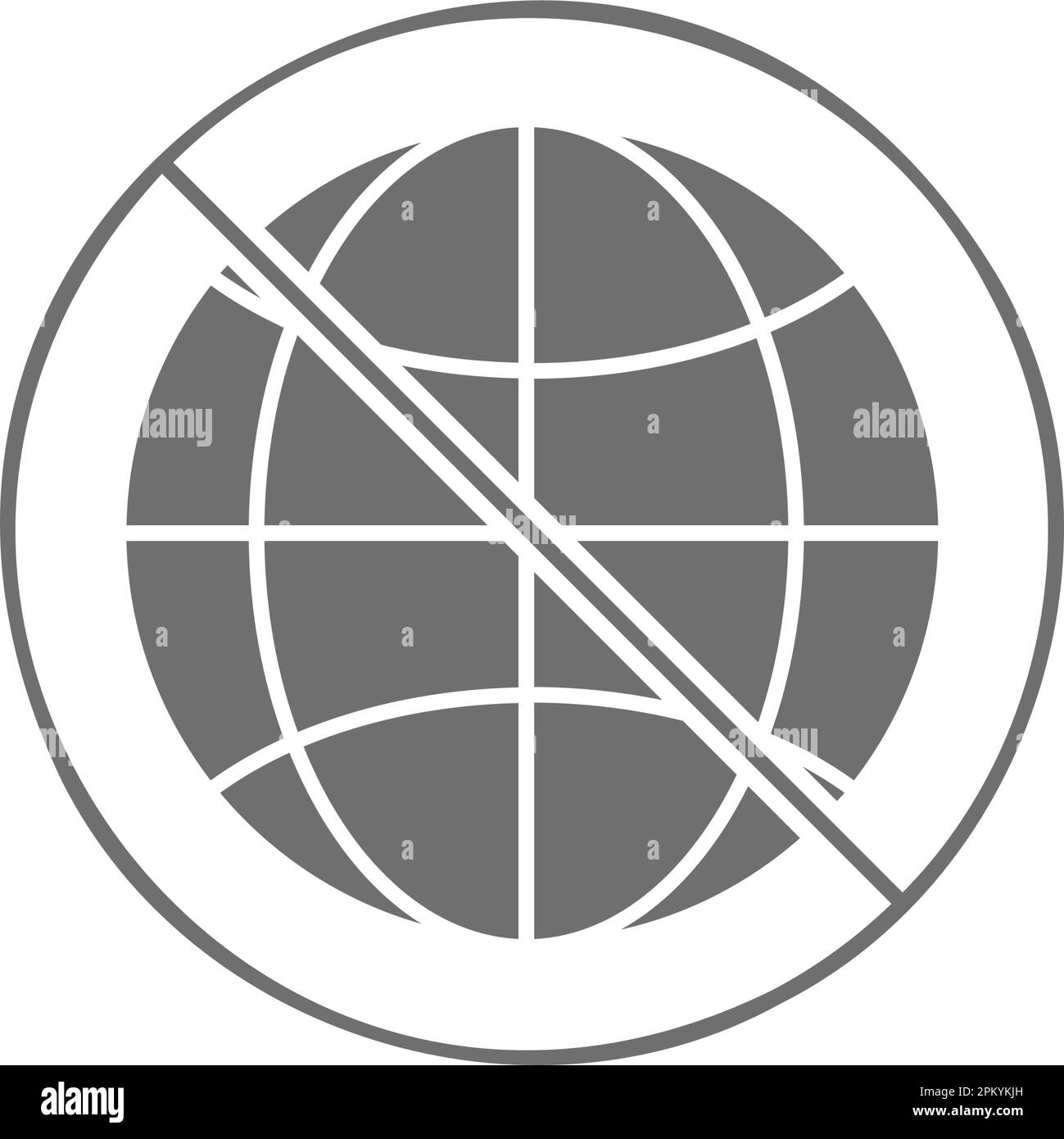 Globe terrestre avec signe d'interdiction, aucun monde, icône de remplissage gris de rejet de la Terre. Technologie mondiale, Internet, réseau social symbole design. Illustration de Vecteur