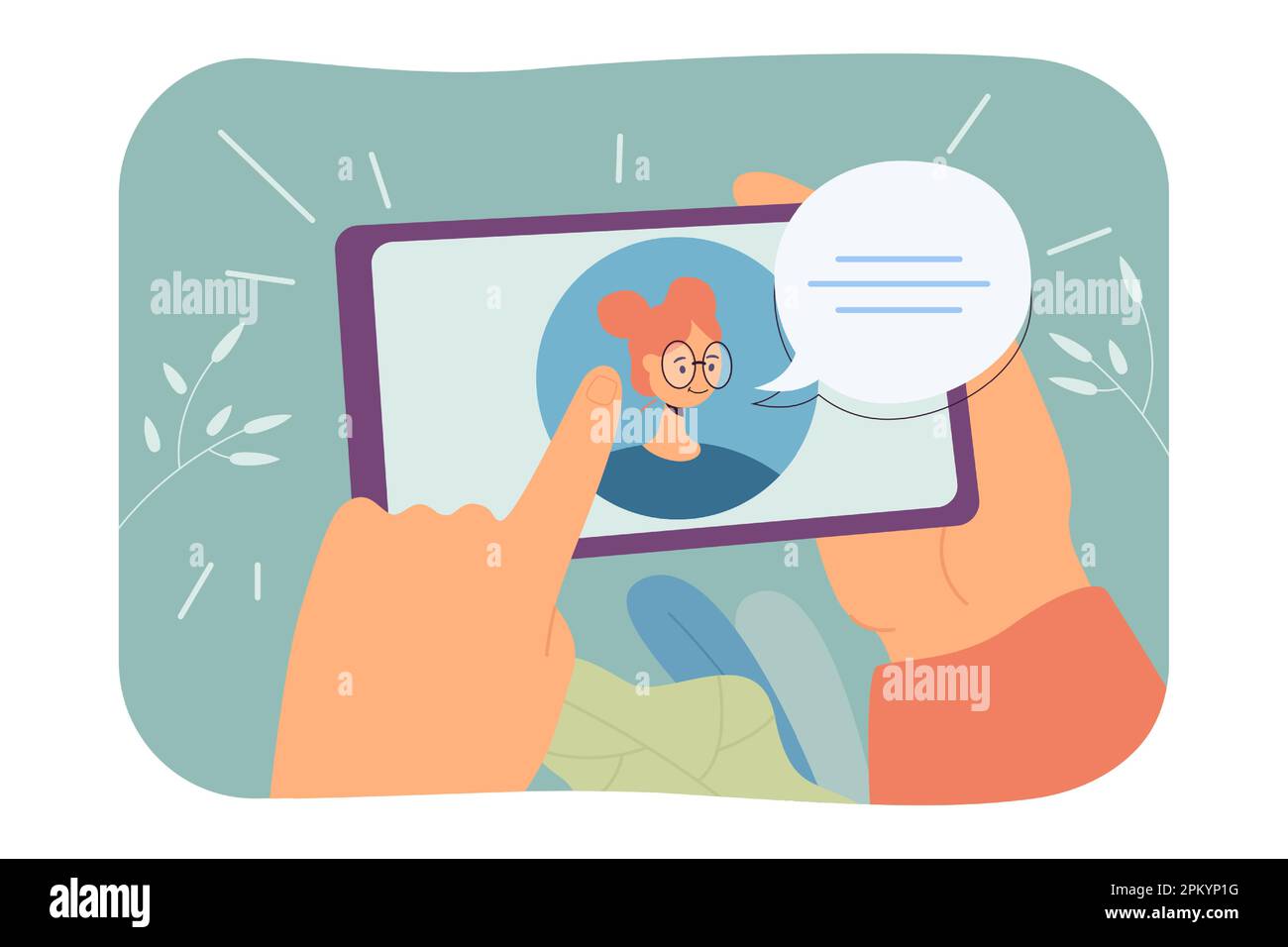 Téléphone avec Messenger sur son écran plat illustration vectorielle Illustration de Vecteur