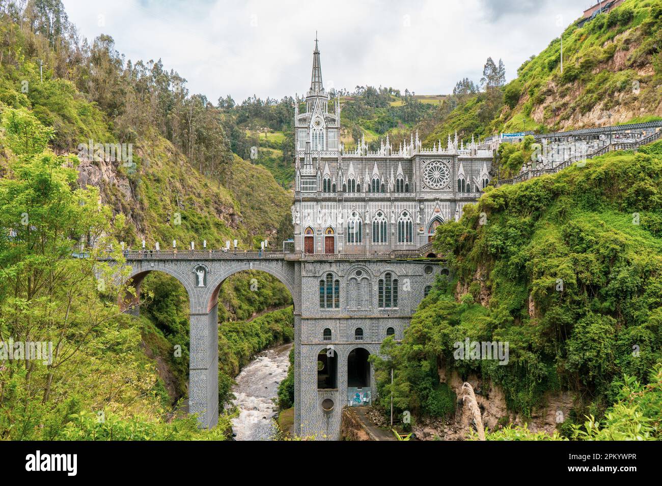 Las Lajas Gothis Sanctuary Ipiales Colombie Banque D'Images