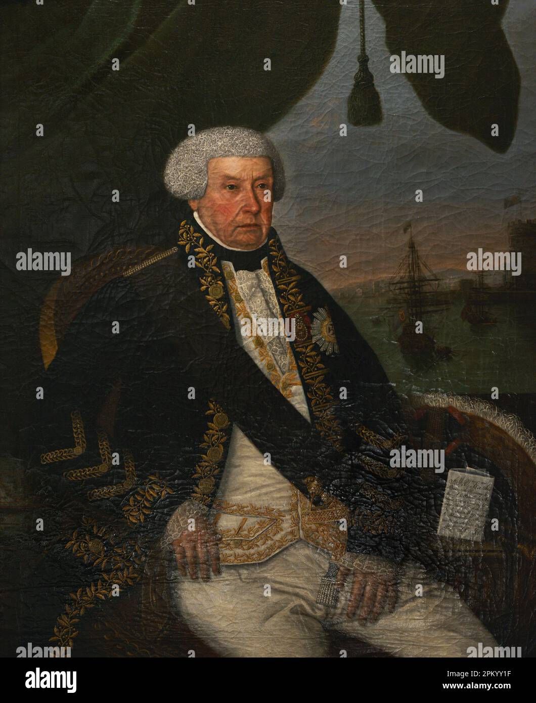 Bernardo Ramires Esquível (1723-1812). Aristocrate et contre-amiral de la marine portugaise. Premier baron d'Arruda. Premier vicomte d'Estremoz. Portrait anonyme de la fin du 18th siècle, commandé par le marquis de Pombal. Musée maritime. Lisbonne, Portugal. Banque D'Images