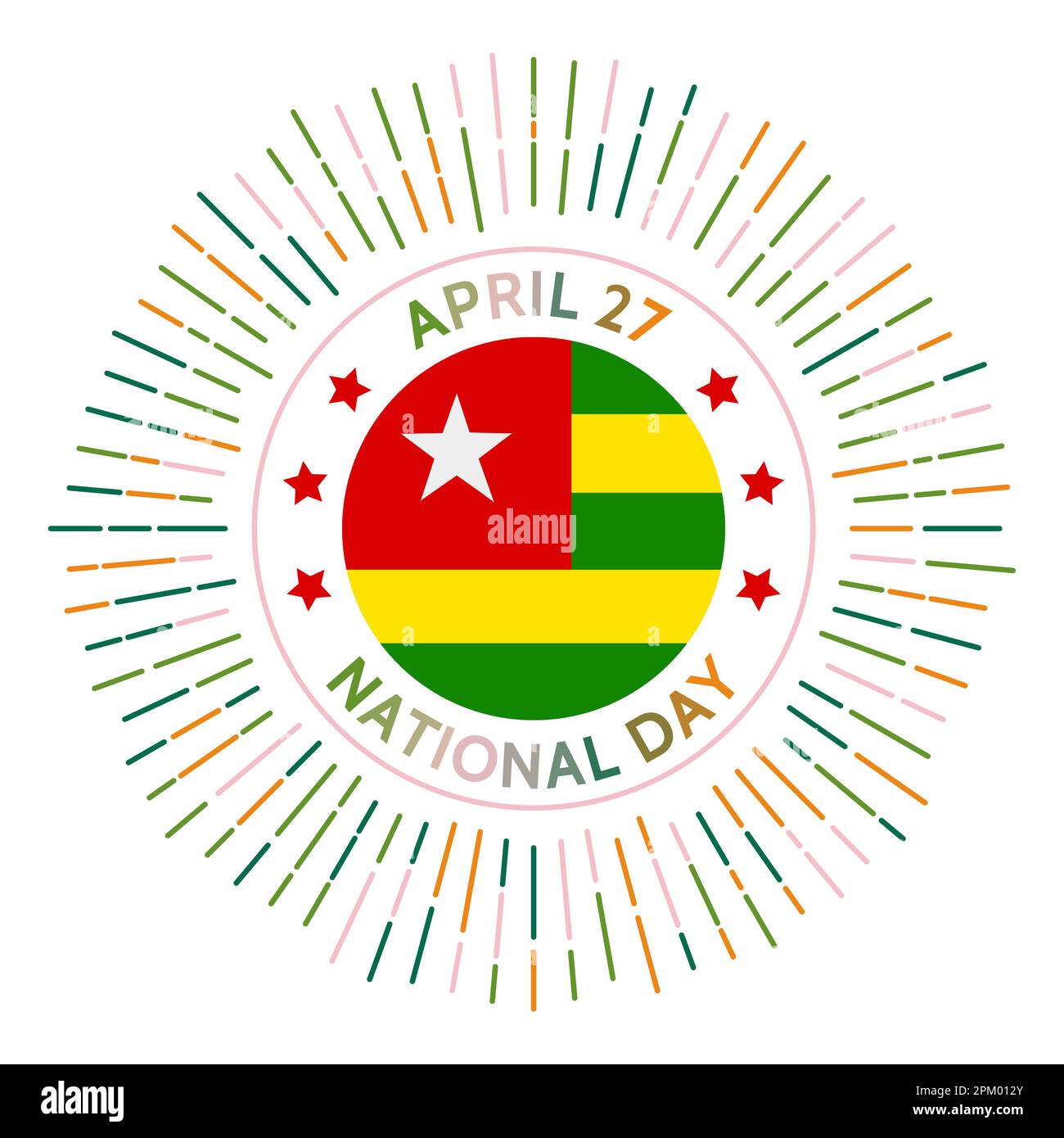 Insigne de la fête nationale du Togo. Indépendance de la France en 1960. Célébré sur 27 avril. Illustration de Vecteur