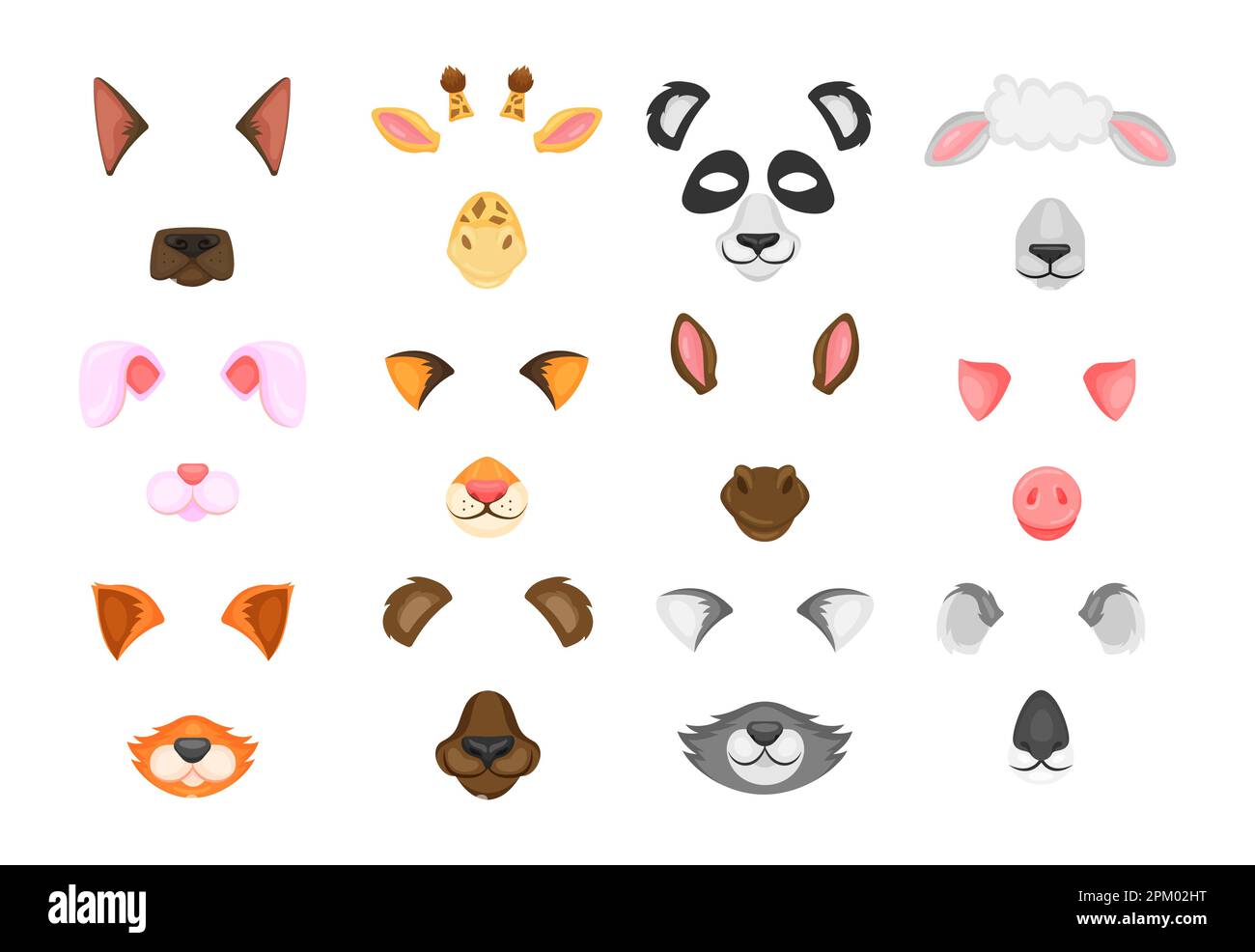 Masques pour le visage d'animaux pour jeux vidéo et photo Illustration de Vecteur