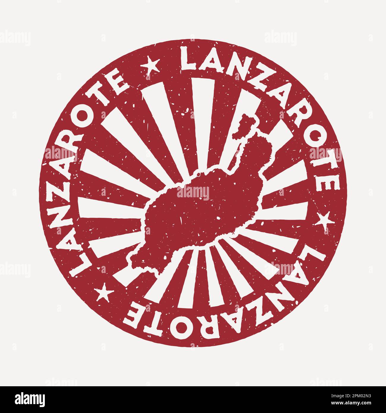 Timbre de Lanzarote. Voyagez en caoutchouc rouge avec la carte de l'île, illustration vectorielle. Peut être utilisé comme insigne, logotype, étiquette, autocollant ou badge de TH Illustration de Vecteur