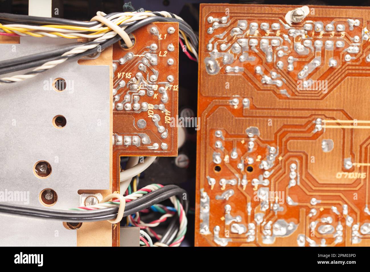 Carte électronique d'un ancien magnétophone à cassette. Banque D'Images