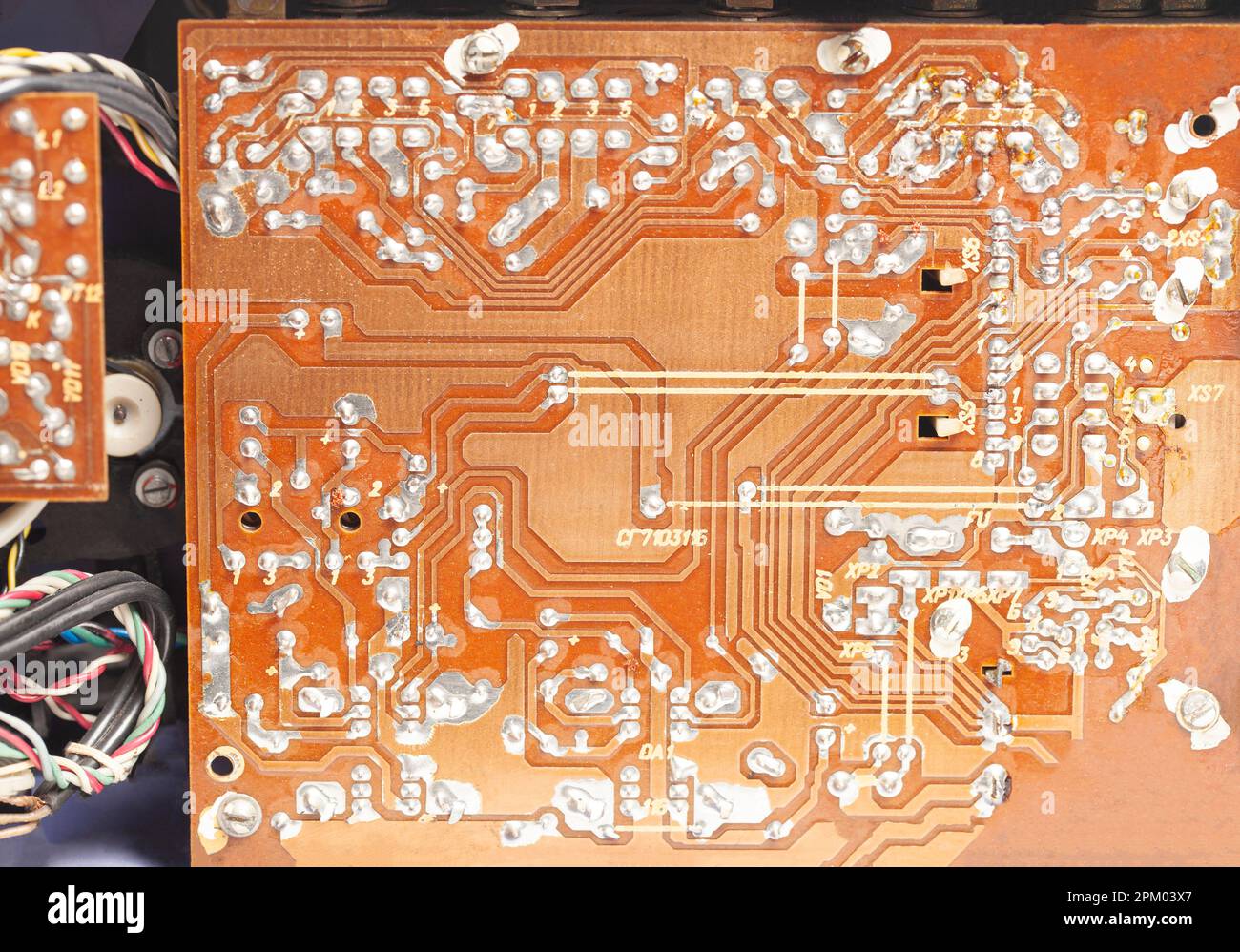 Carte électronique d'un ancien magnétophone à cassette. Banque D'Images