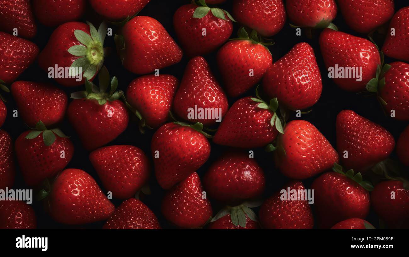 Une superbe photo de fraises rouges mûres sur fond transparent. Le bas ...