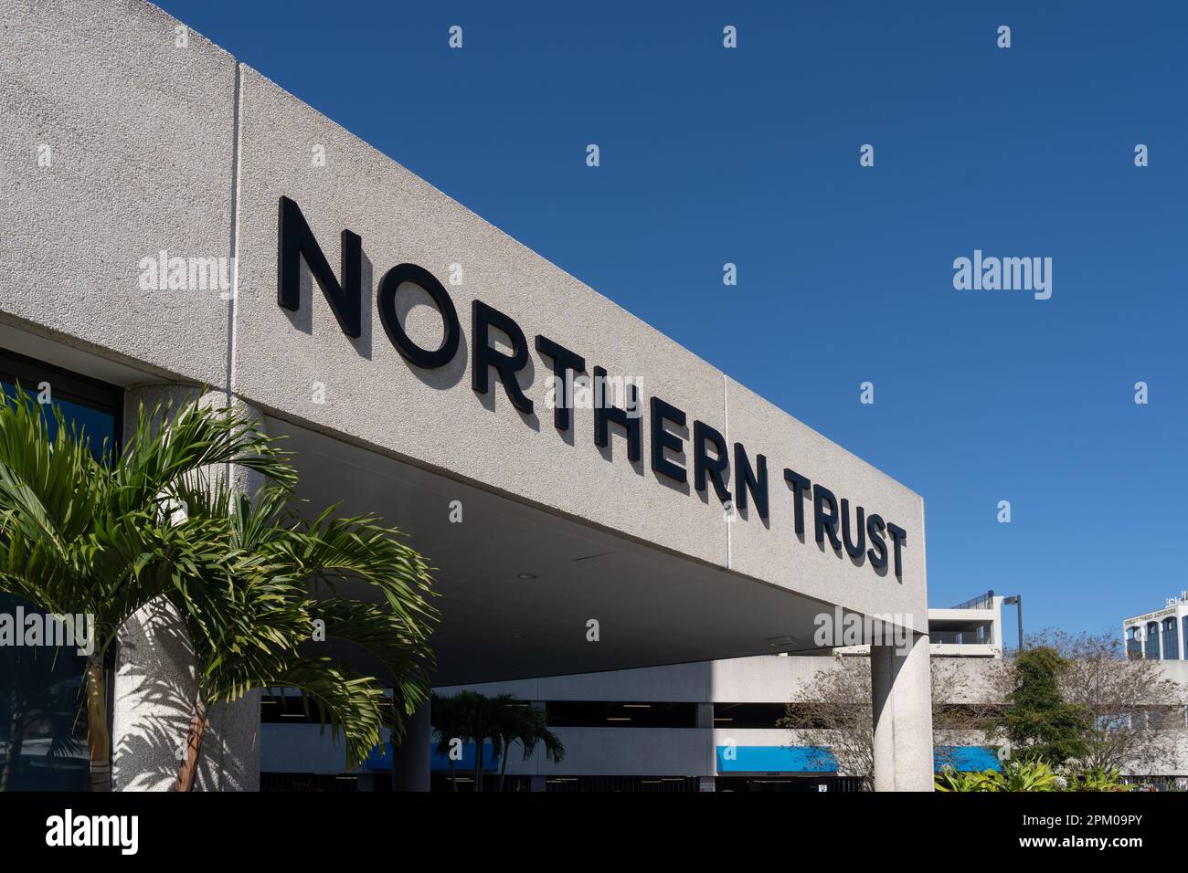 Panneau Northern Trust sur le bâtiment à Sarasota, Floride, États-Unis. Banque D'Images