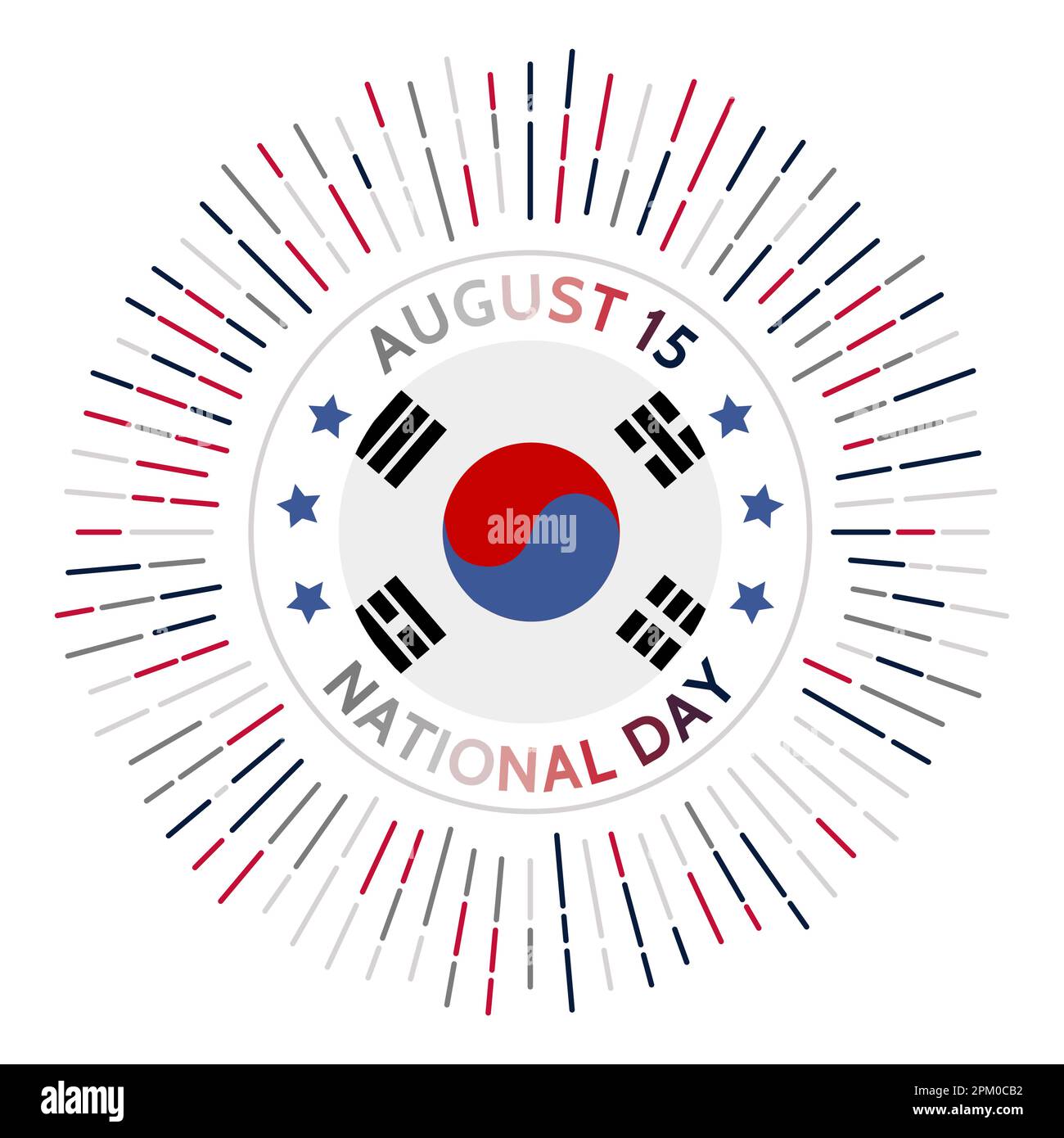 Badge national de la Corée du Sud. Libération de l'Empire du Japon en 1945. Célébré sur 15 août. Illustration de Vecteur