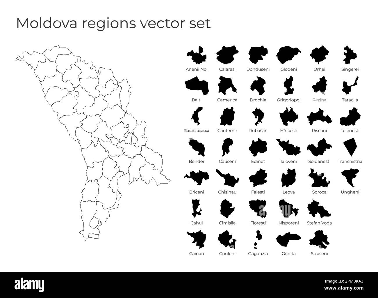 Carte Moldavie avec des formes de régions. Carte vectorielle vierge du pays avec les régions. Frontières du pays pour votre infographie. Illustration vectorielle. Illustration de Vecteur