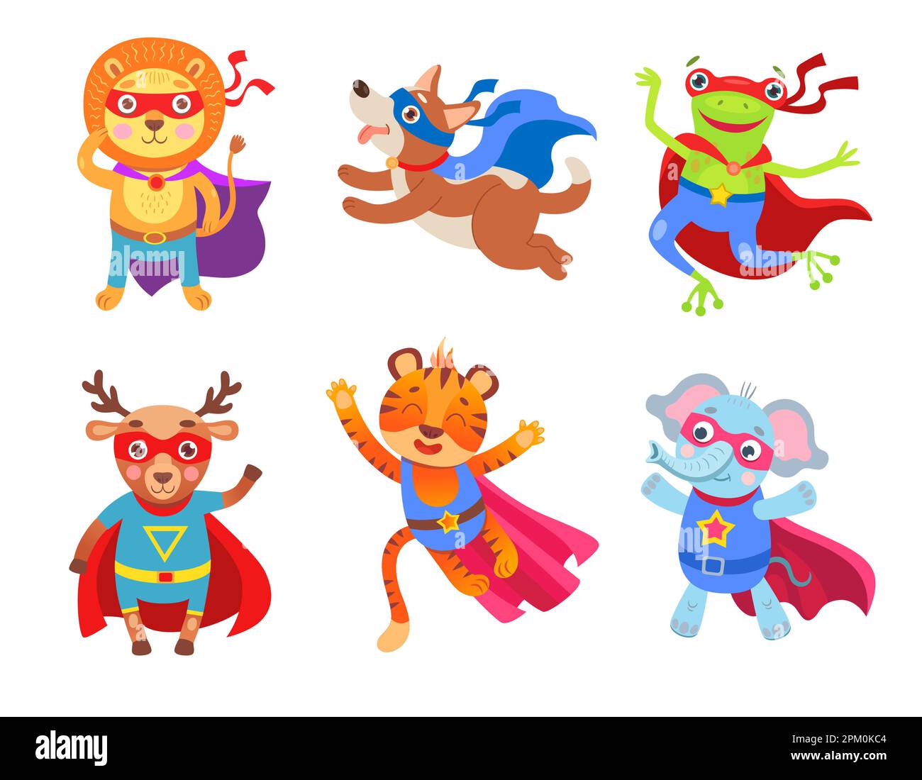 Jeu d'illustrations de dessins animés héros animaux Illustration de Vecteur