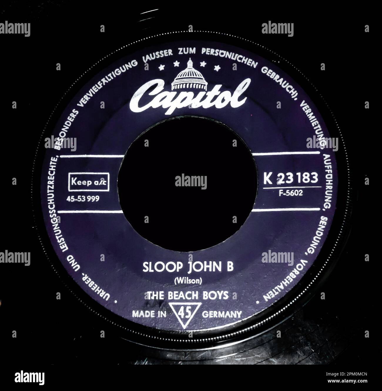 Sloop John B. Song par les Beach Boys. Unique par les records du Capitole. Édition allemande 1968 Banque D'Images