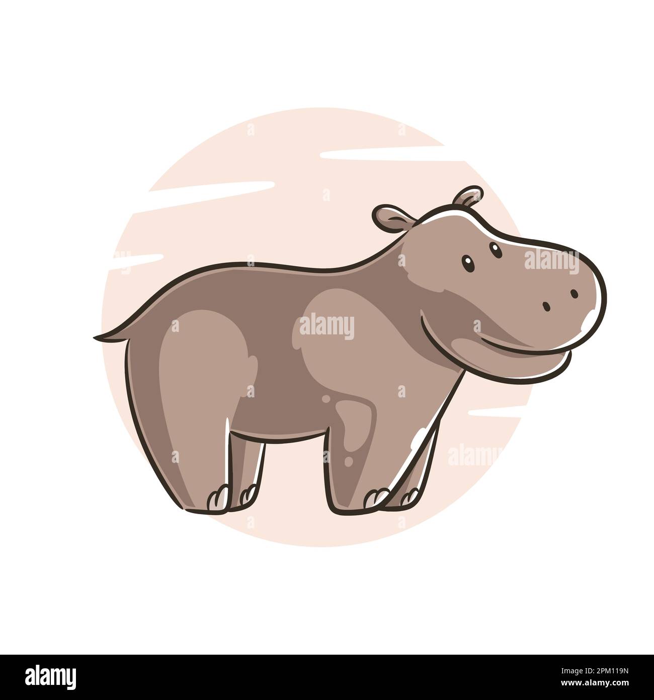 Dessin de contour de bébé hippopotamus mignon Illustration de Vecteur