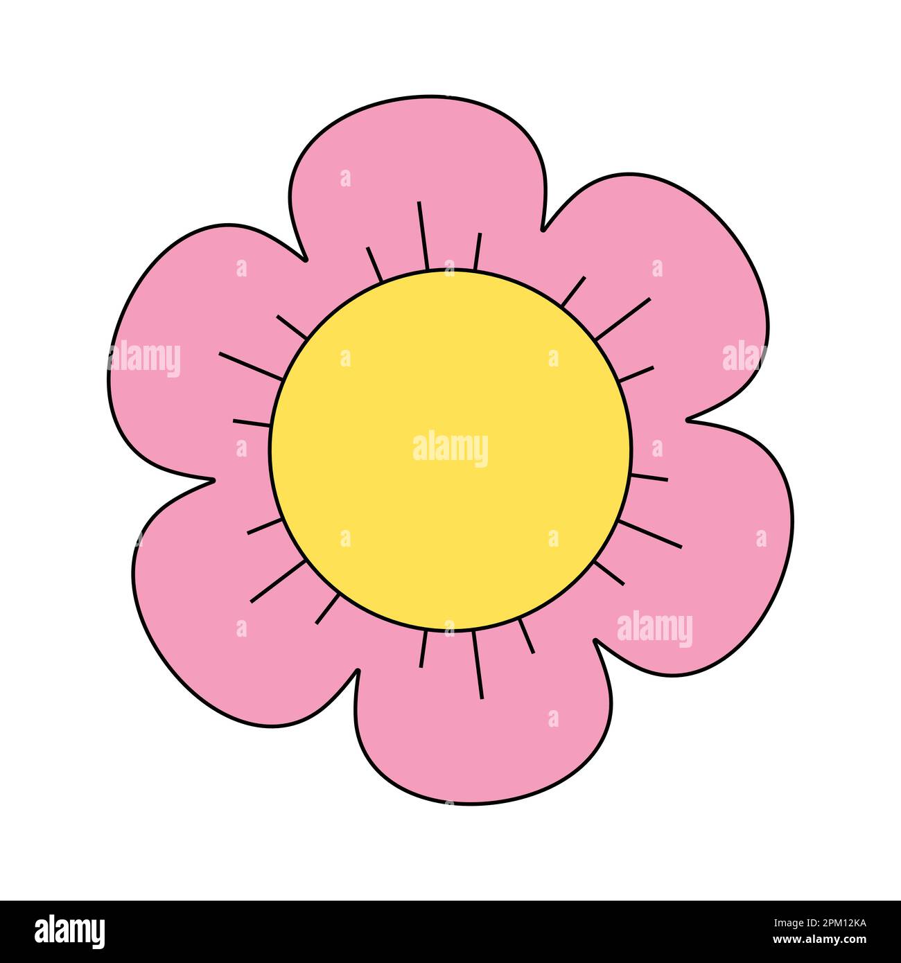 Motif camomille à breloques vintage. Pâquerette style hippie. Tête de fleur hippy positive et optimiste. Nostalgie rétro de l'usine de dessin animé. Tendance Y2K Funky floral isolé vecteur eps élément Illustration de Vecteur