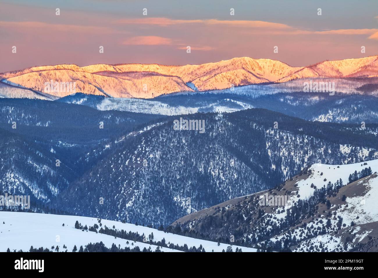 les montagnes sapphire en hiver près de philipsburg, montana Banque D'Images