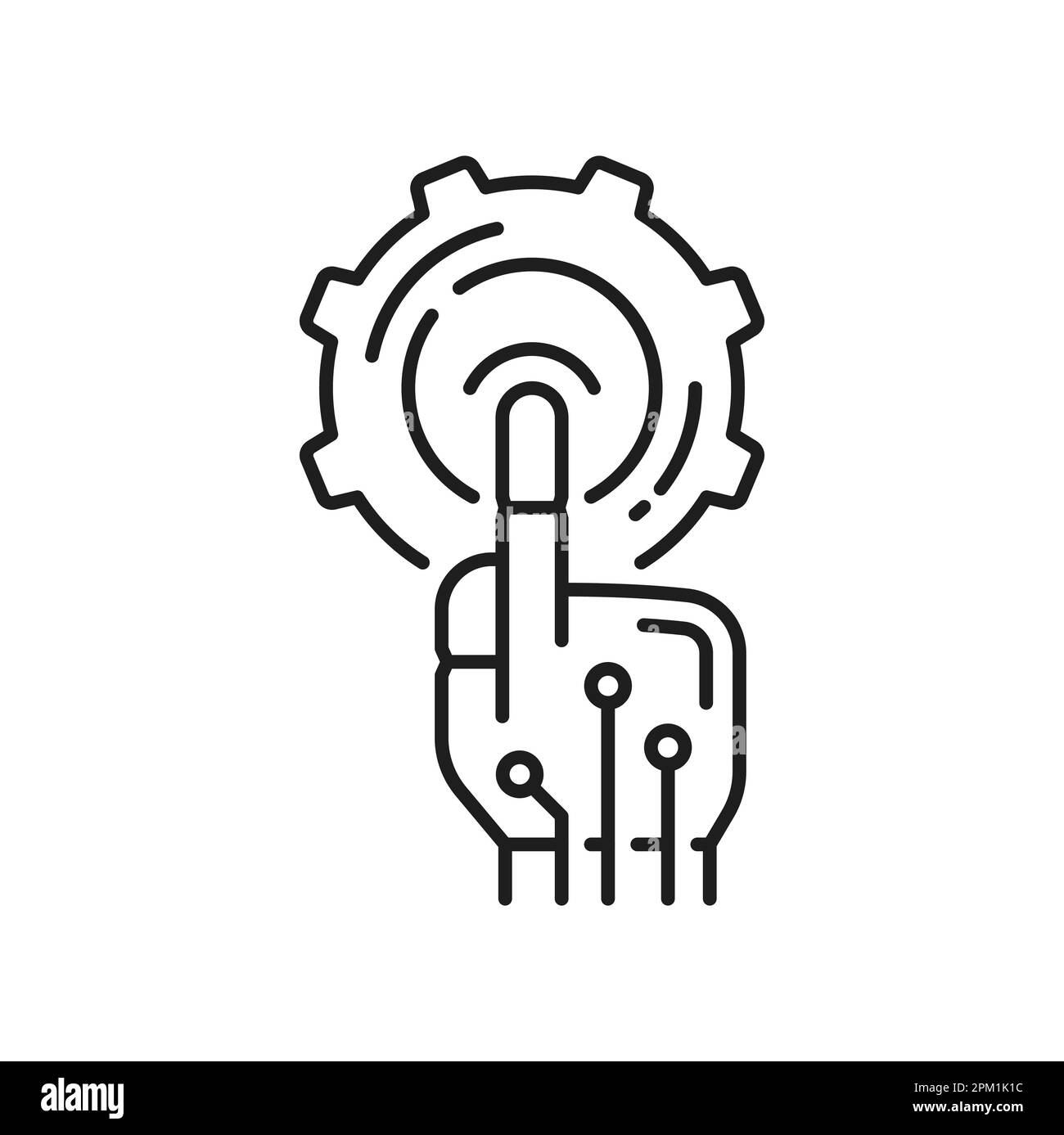 Logiciel d'automatisation. Interface numérique tactile à main robotique. Vector IOT innovation, améliorer la productivité dans la technologie et les processus d'entreprise Illustration de Vecteur