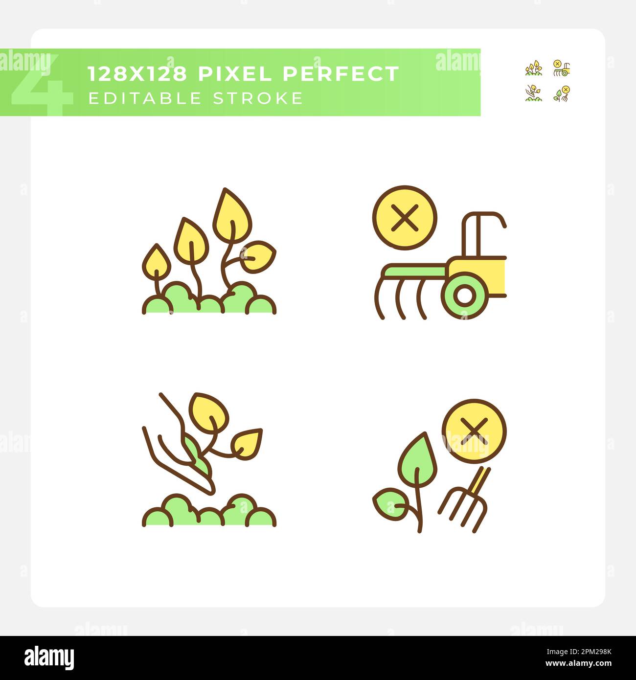 Jeu d'icônes de couleur RVB vert d'agriculture écologique Illustration de Vecteur