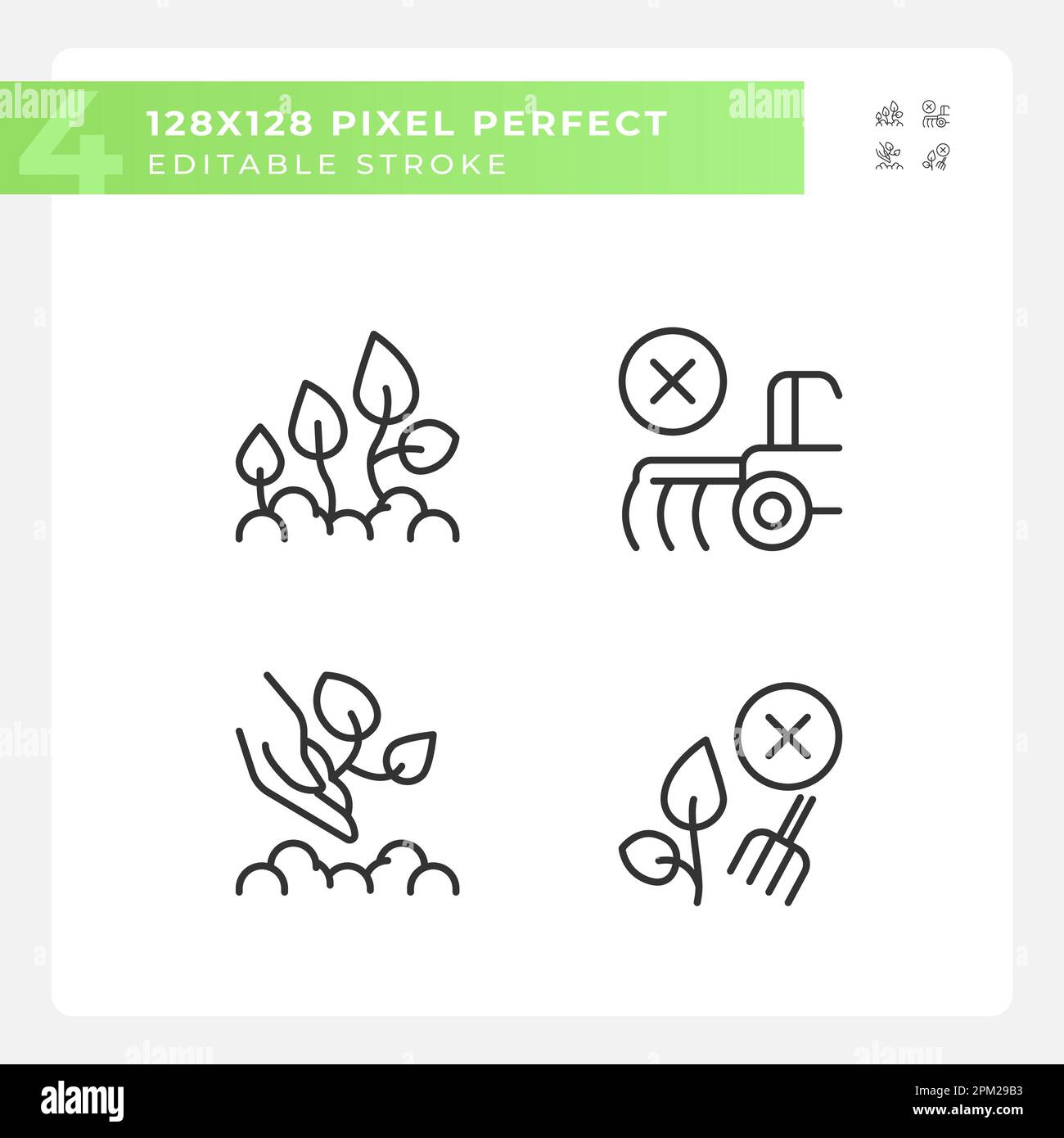 Jeu d'icônes linéaires d'agriculture écologique Illustration de Vecteur