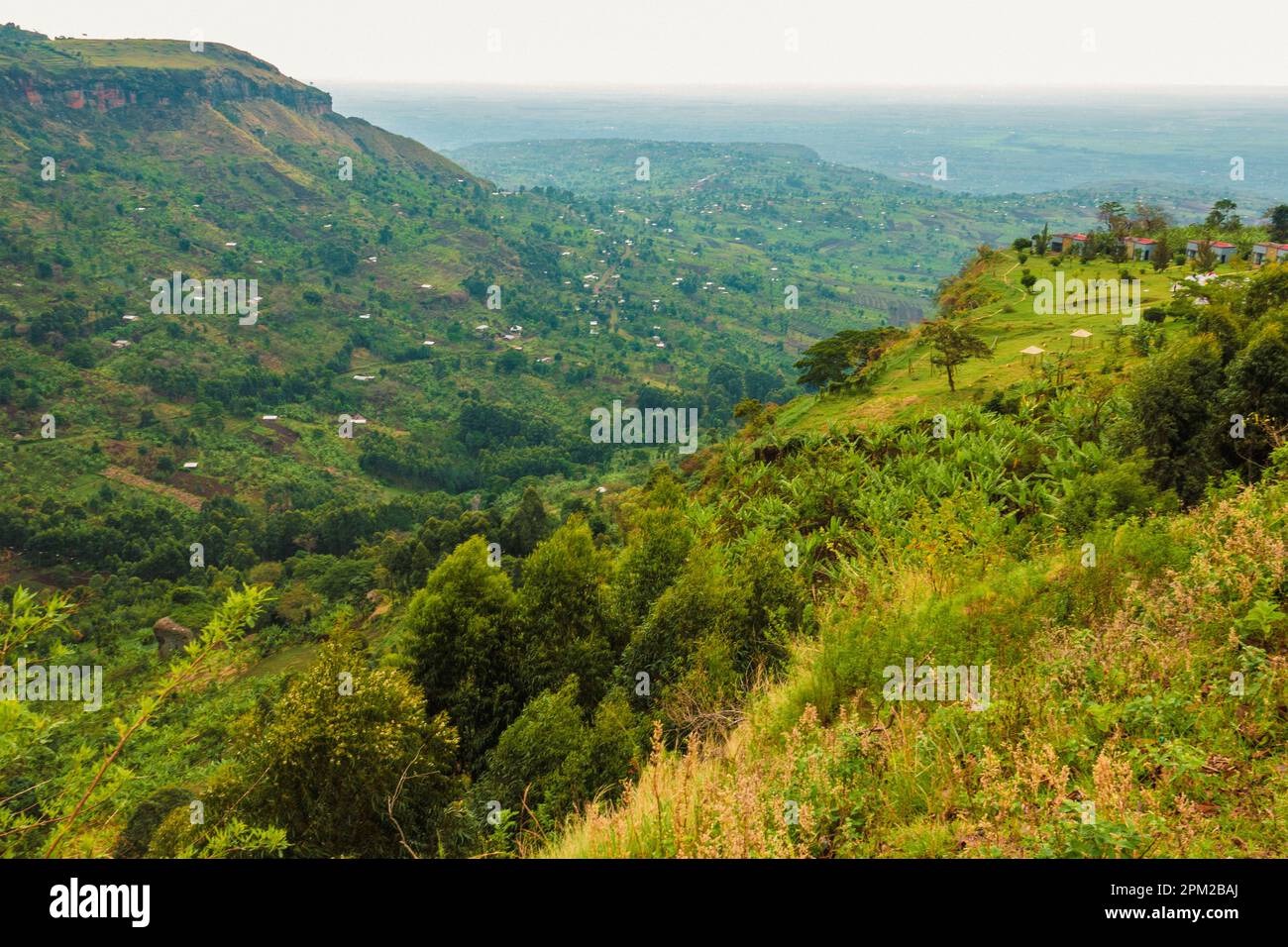 Vue panoramique de la vallée du Rift vue de Kapchorwa, Ouganda Banque D'Images