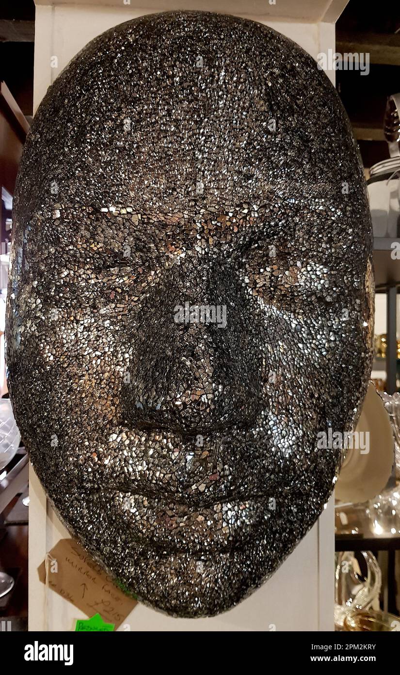 Modèle de visage en paillettes argentées. Banque D'Images