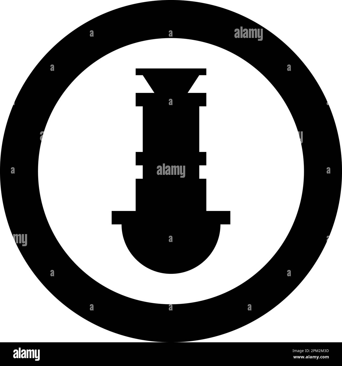 Siphon accessoires de plomberie drain d'égout sous évier icône d'égout en cercle rond noir couleur vecteur illustration image solide contour style simple Illustration de Vecteur