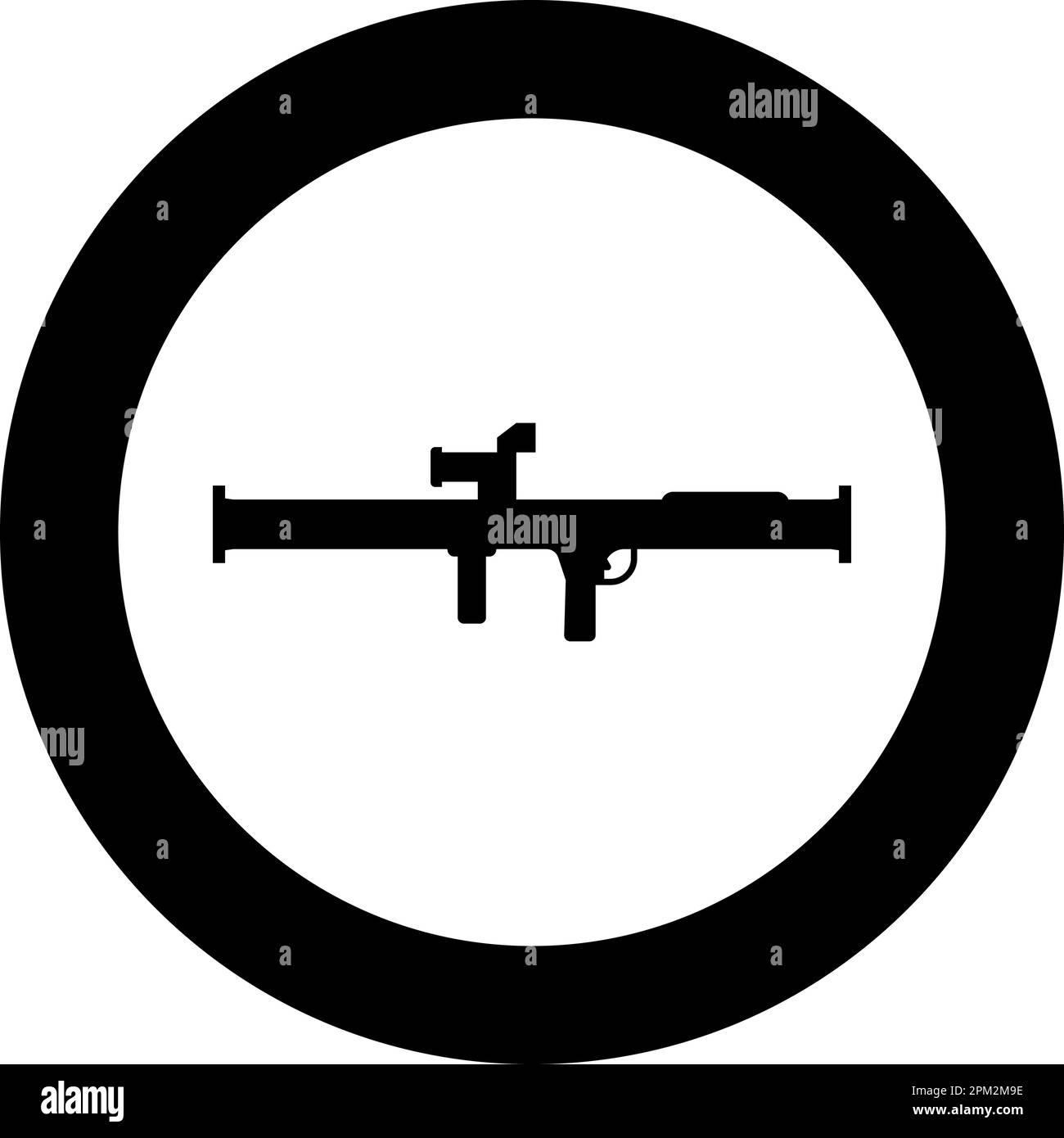 Stocker lance-grenade bazooka arme système de fusée icône en cercle rond noir couleur vecteur illustration image solide contour style simple Illustration de Vecteur