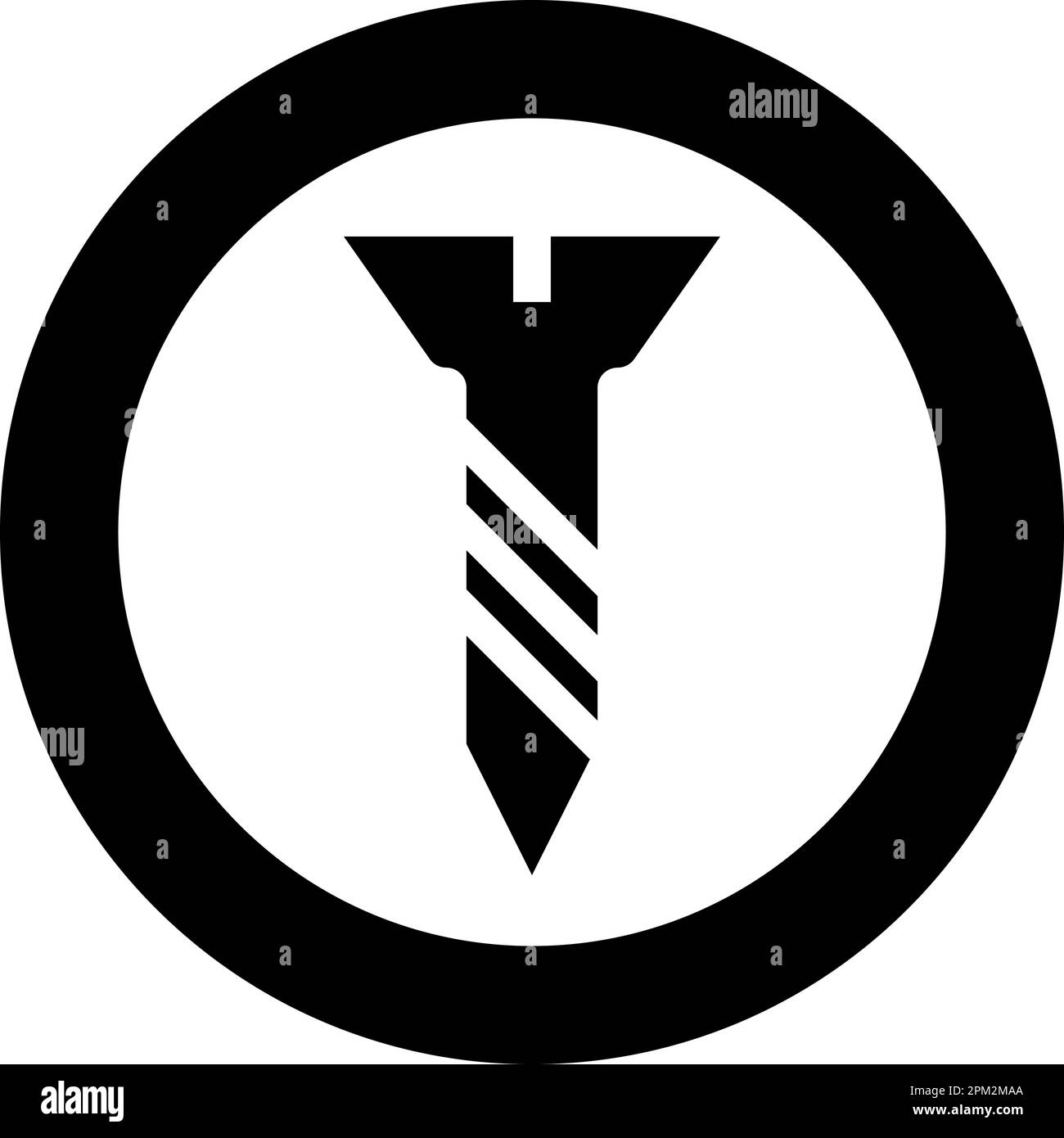 Vis métal icône en bois rond rond noir couleur vecteur illustration image solide style de contour simple Illustration de Vecteur