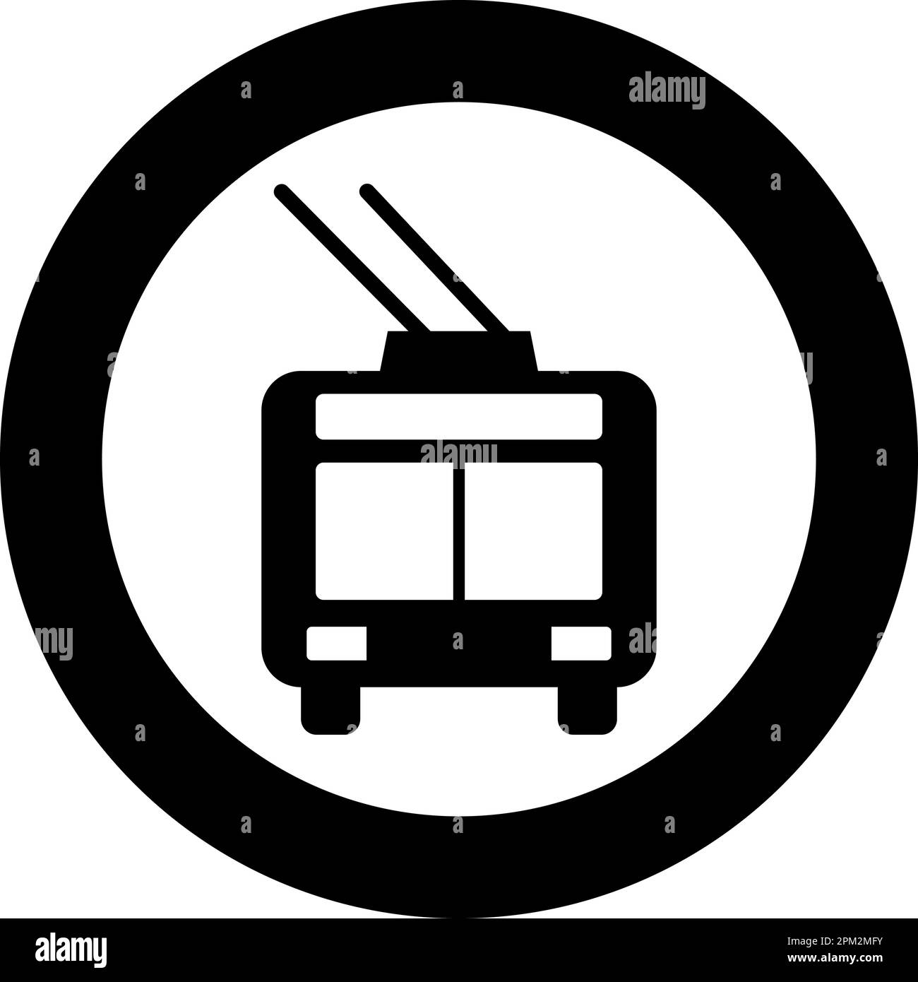 Trolleybus électrique transport urbain transport public urbain tramway icône en cercle rond noir couleur vecteur illustration image contour solide Illustration de Vecteur