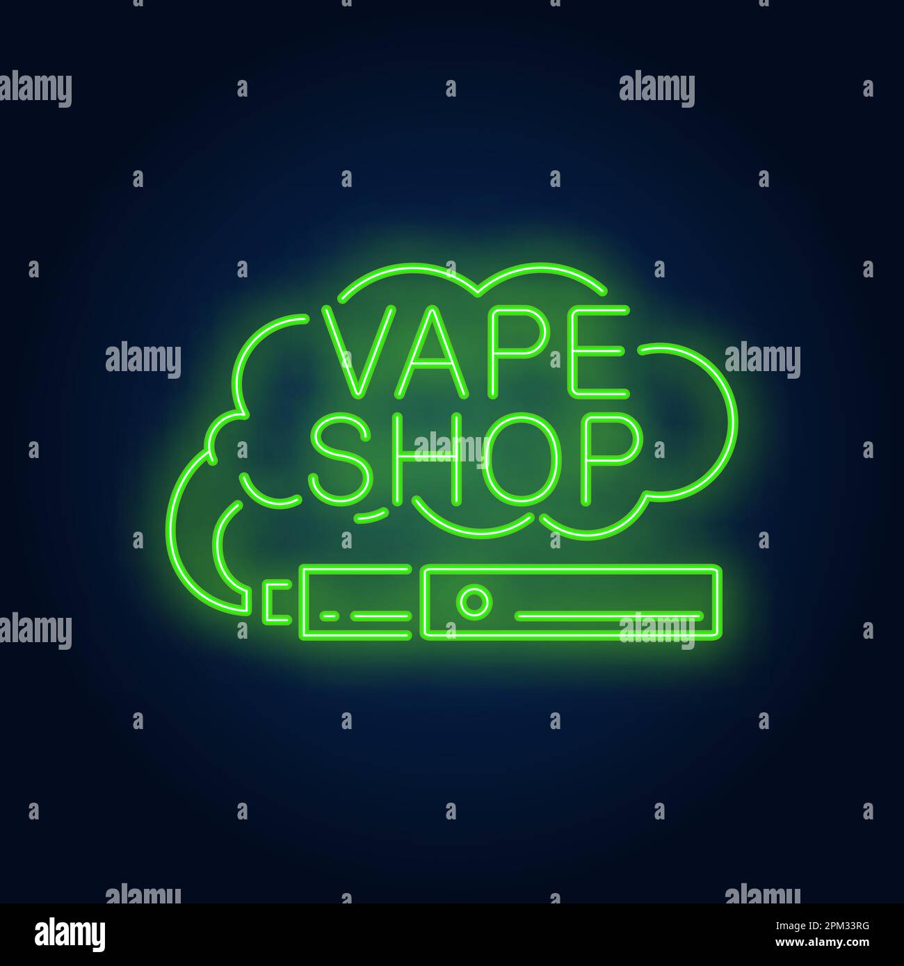 Enseigne au néon VAPE Shop avec cigarette Image Vectorielle Stock