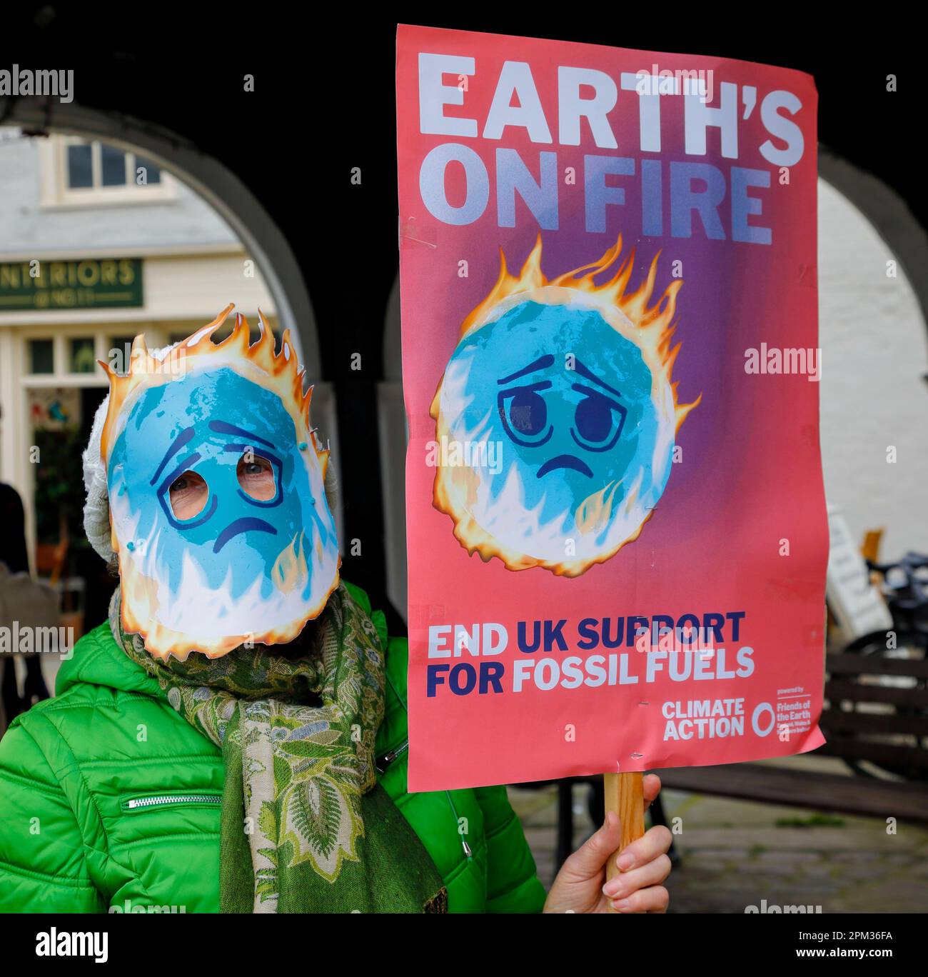 Manifestant contre le changement climatique. Banque D'Images