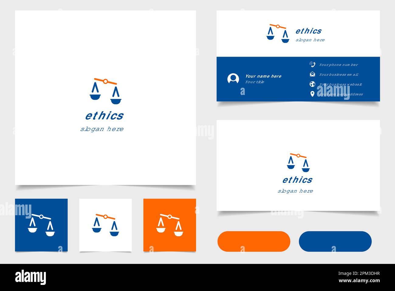 Logo Ethics avec texte modifiable. Modèle de livre de marque et de carte de visite. Illustration de Vecteur