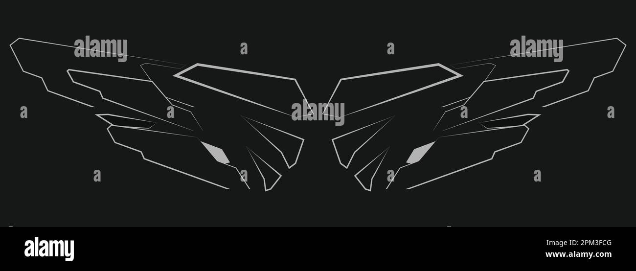 Vector abstrait Tech ailes futuristes silhouette sur fond noir large. Illustration vectorielle Illustration de Vecteur