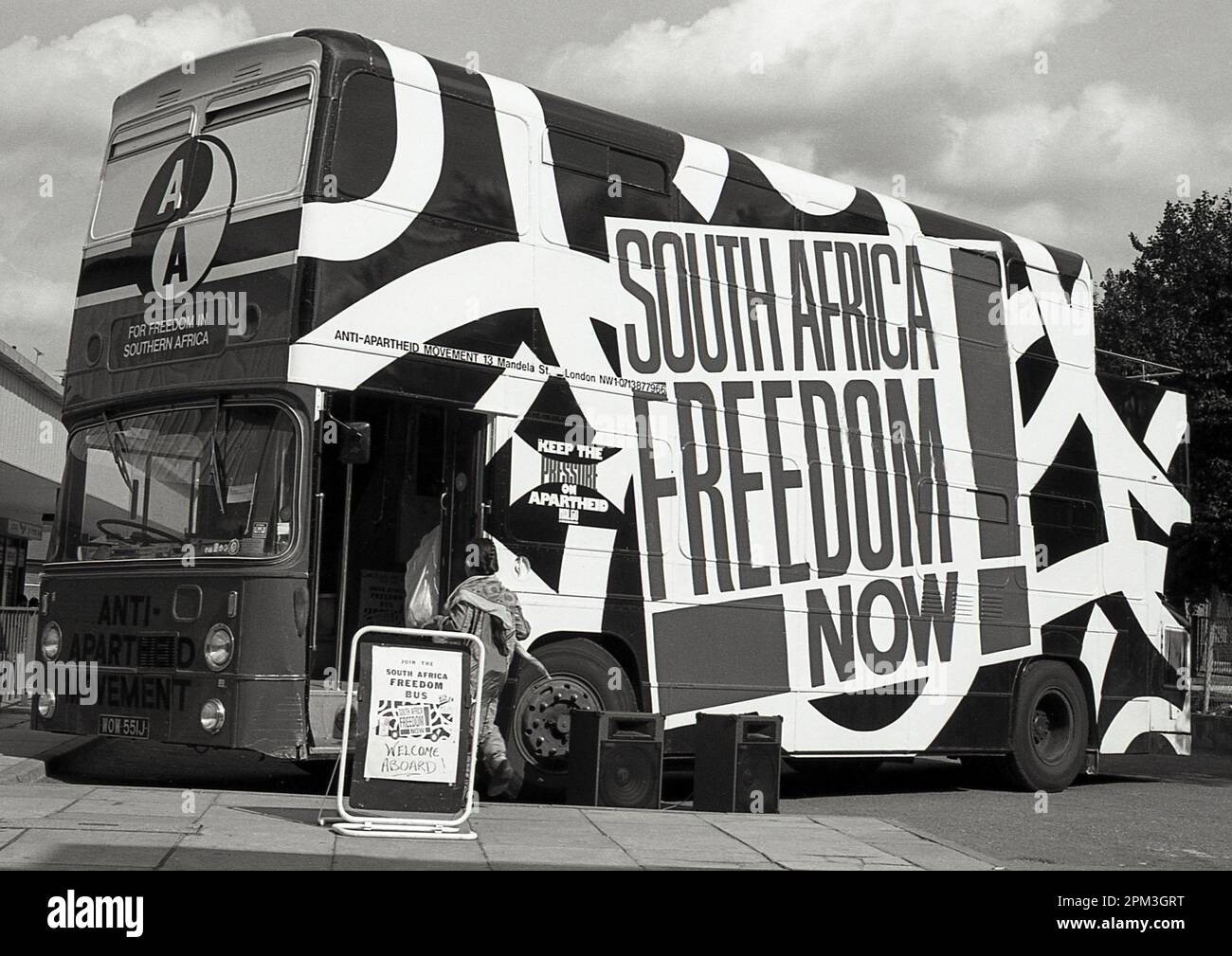 Anti-apartheid Freedom bus, Leicester, août 1990 Royaume-Uni Banque D'Images