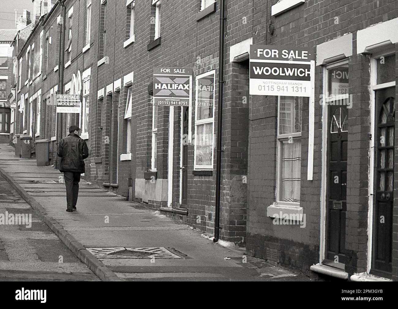 Logement à vendre, Nottingham, Royaume-Uni 1990s Banque D'Images