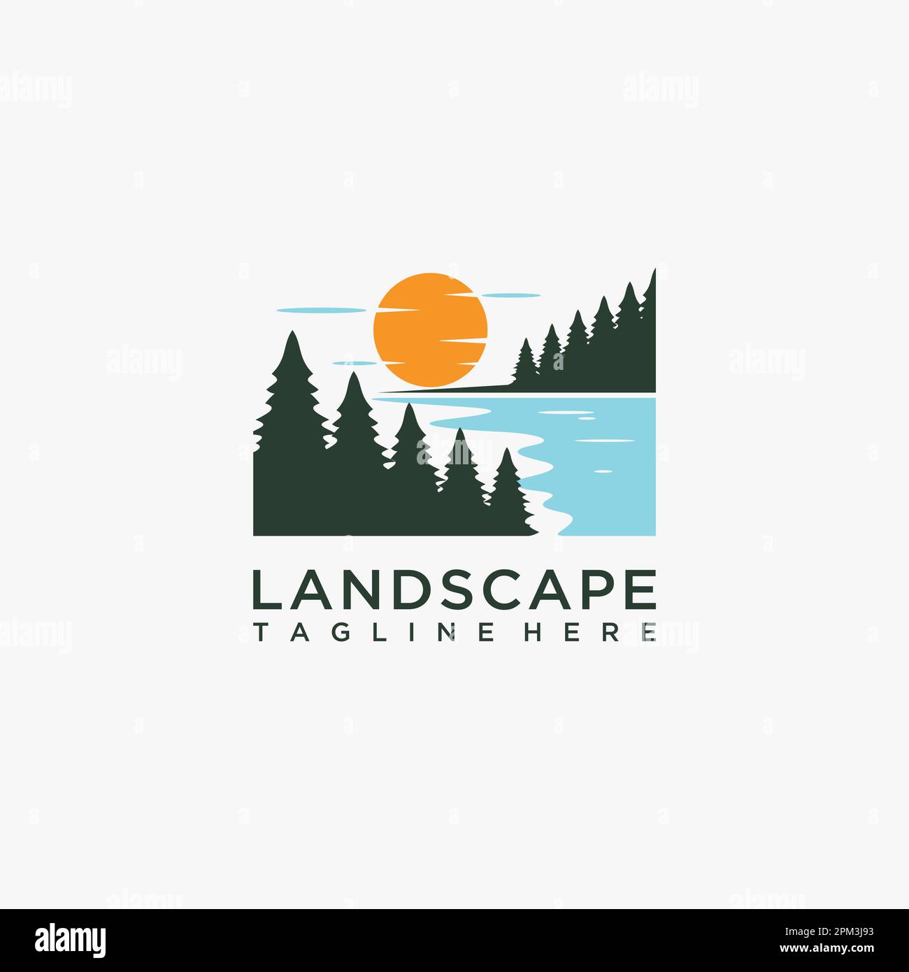 Logo Forest Lake paysage Illustration de Vecteur