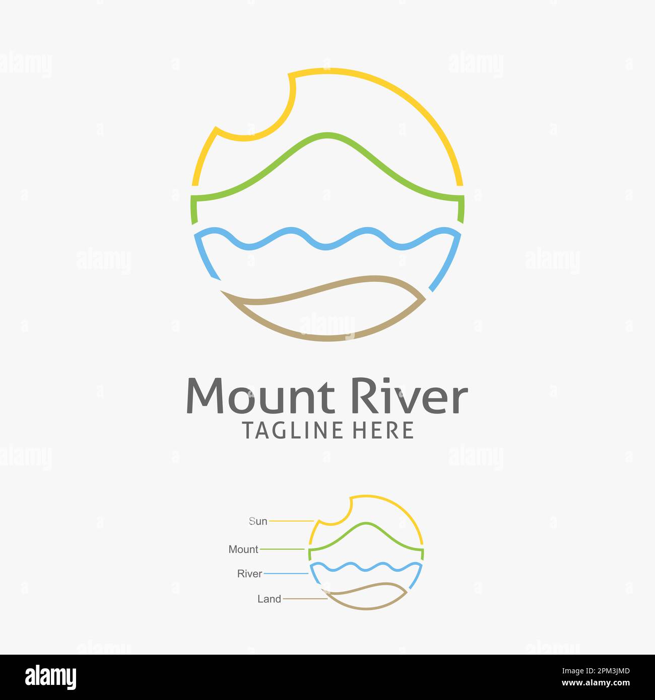 Logo Mountain River en style ligne Illustration de Vecteur