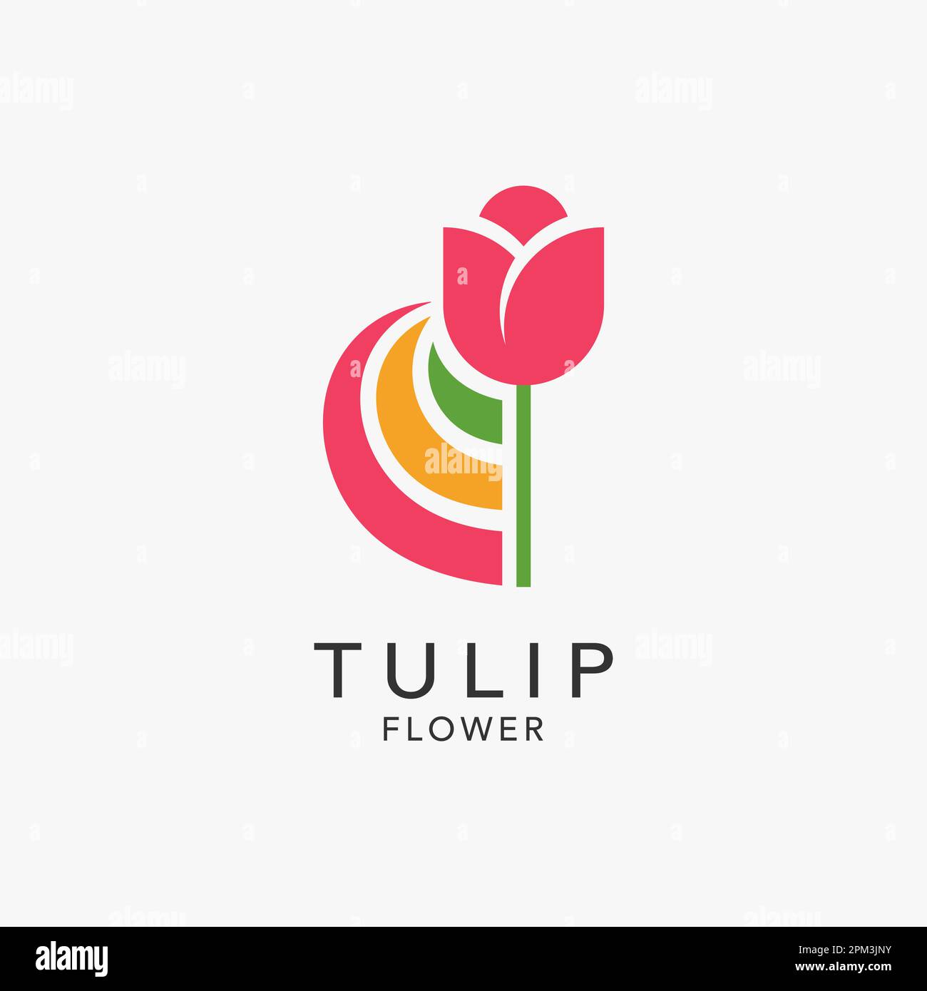 Fleur de tulipe et éléments colorés pour le logo de jardin de tulipe Illustration de Vecteur